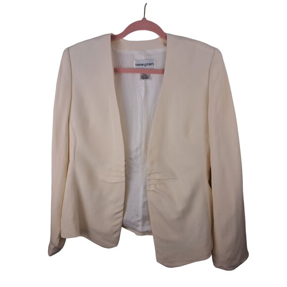 BLOOMINGDALE 100% Cream SILK BLAZER Vintage  size 12P - Picture 1 of 16